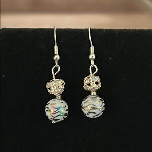 Elegant Silver and White Beaded Earrings